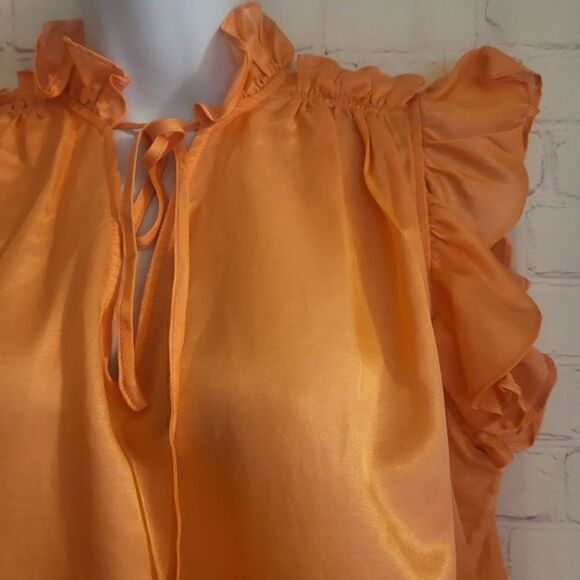 NWT 7 For All Mankind Orange Silk Blend Sleeveless Blouse Sz.XS $168 - Picture 3 of 9